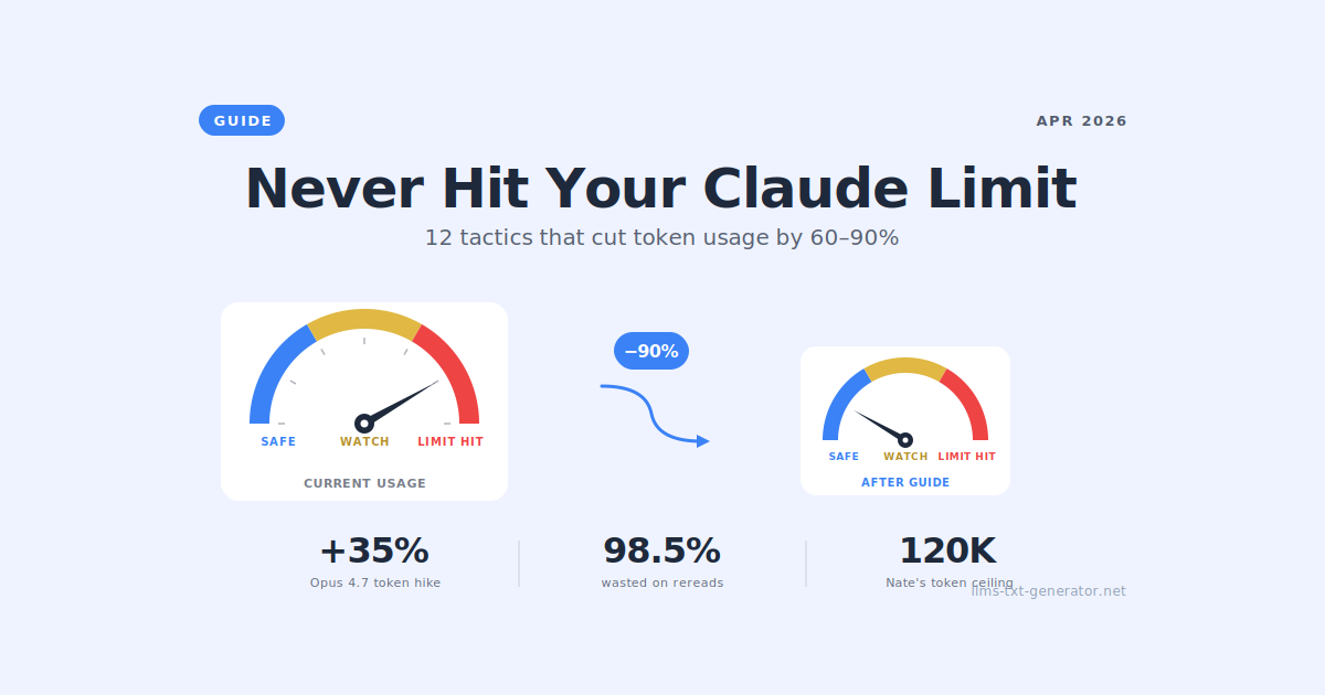 How to Never Hit Your Claude Usage Limit Again: The Complete Token Efficiency Guide (2026)