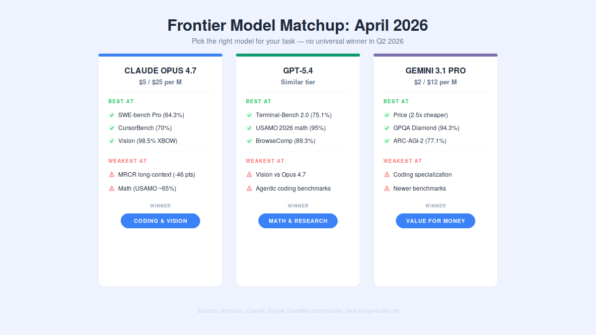 GPT 5.4 and Gemini 3.1 Pro vs Claud Opus 4.7